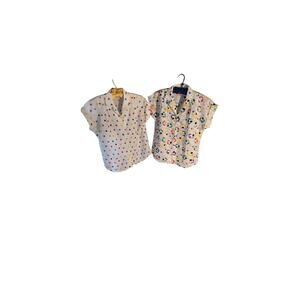 Vintage 1990s Caliche Polka Dot Button Up Shirt Floral Pattern Casual